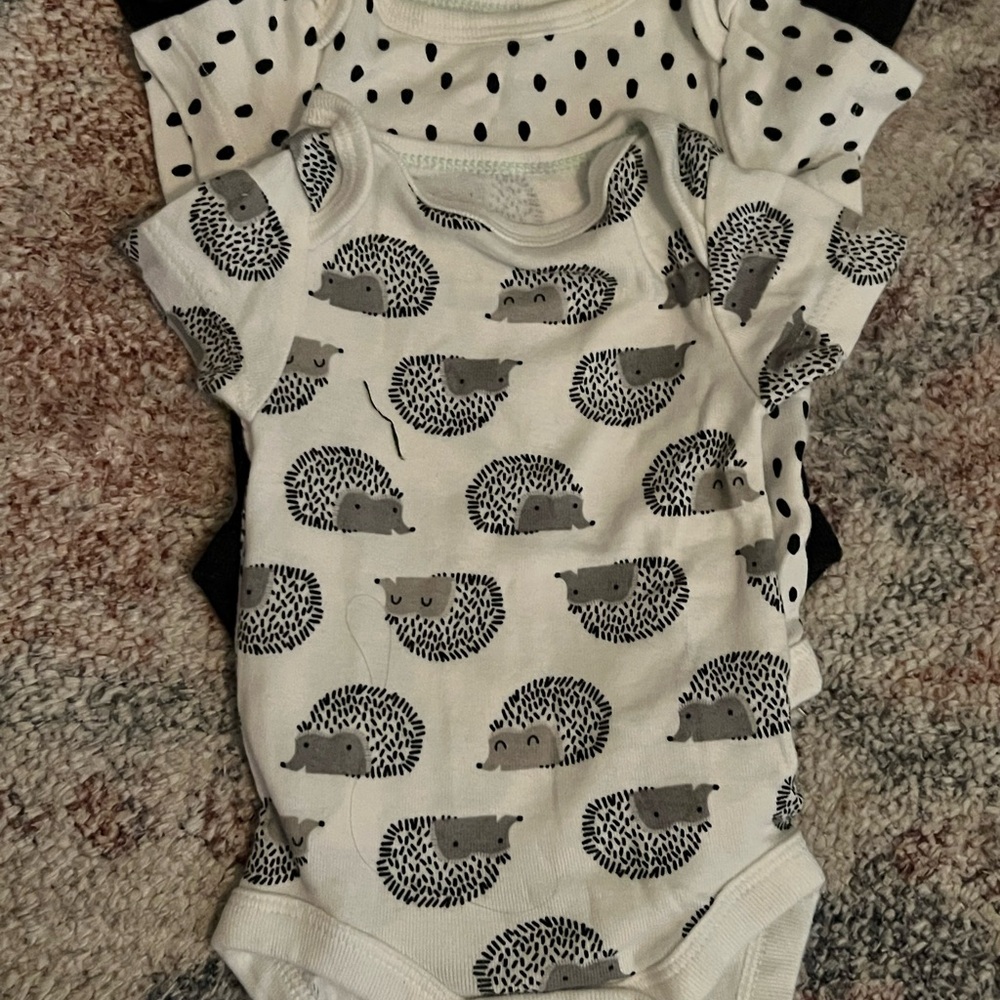 Cloud Island Cream, Grey, Black Baby Onesie